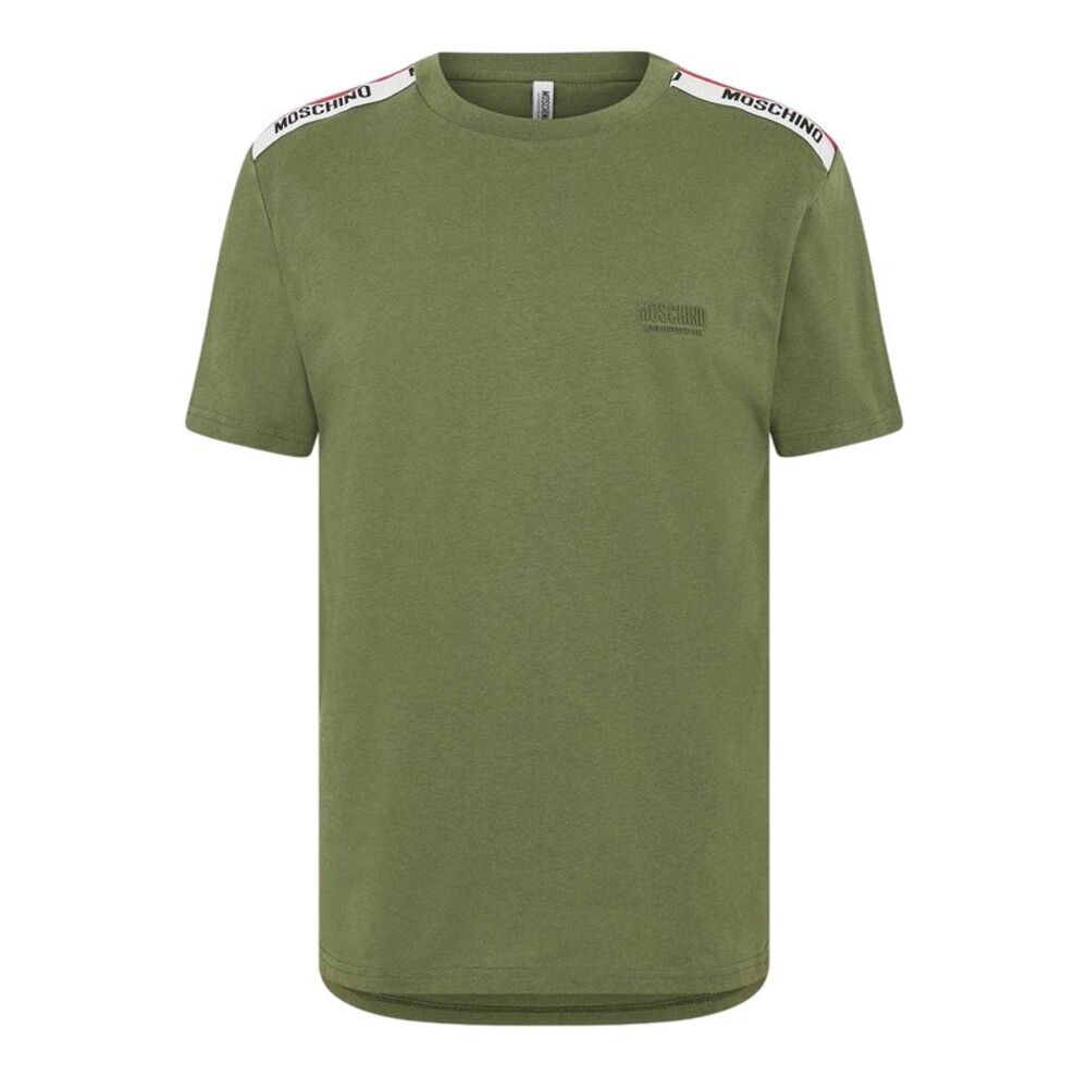 Moschino Mens Tape Taped Shoulders T-Shirt / Green